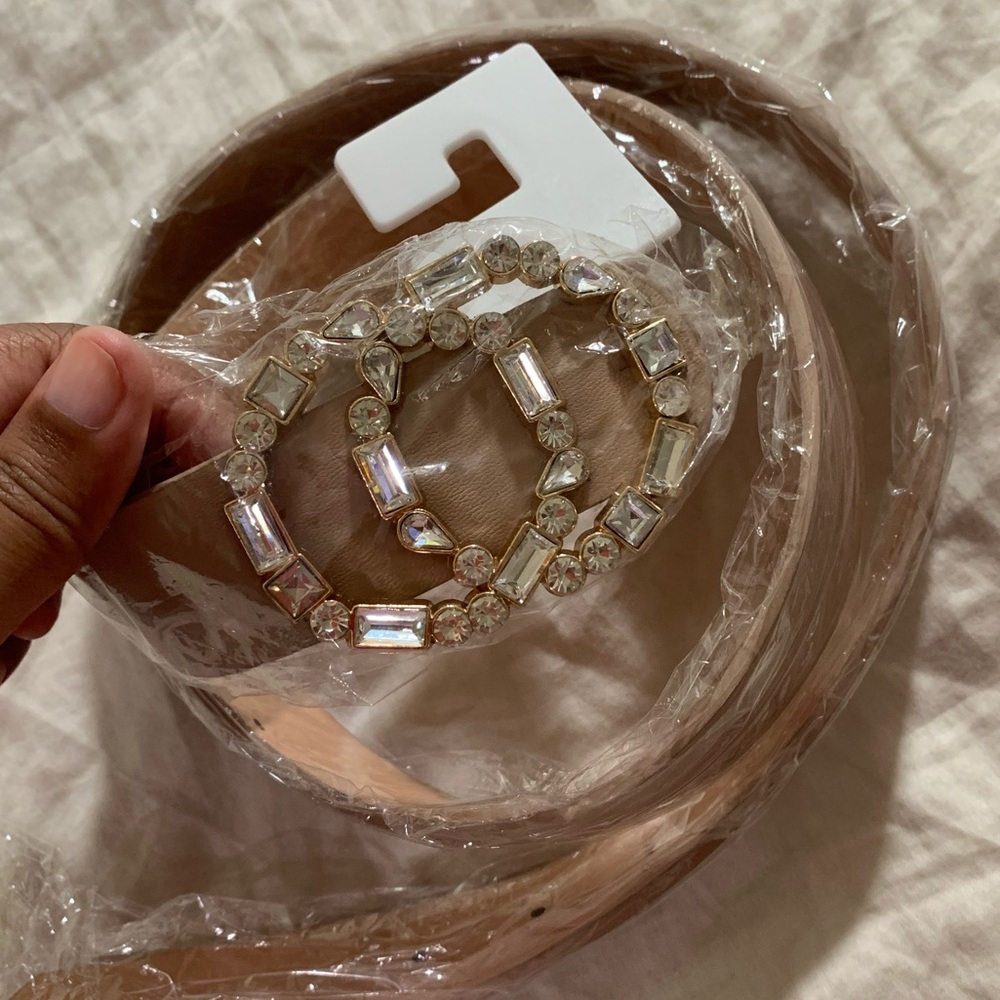NWT Tan Bedazzled Belt